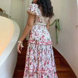 LoveShackFancy Strawberry Floral Maxi Dress